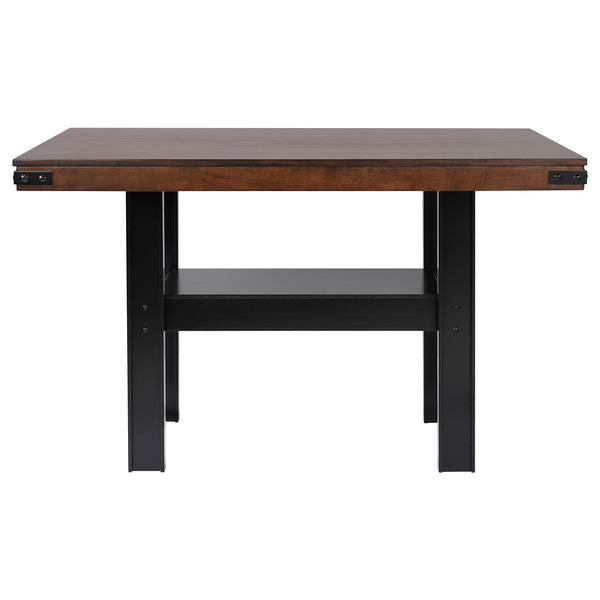 English Elm Walden Industrial Counter Height Dining Set Seats Six with Upholstered Chairs Mango Oak B062S01633