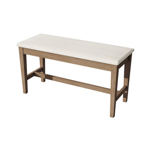 English Elm Topmax Six Piece Rubberwood Dining Set with Bench Linen Seats Sculptural Modern Style Brown N717S000029D