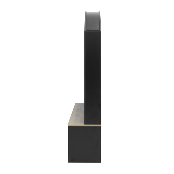 English Elm Multi-functional Hall Tree with Mdf Body Open Shelves Hooks and Scandinavian Two-tone Style Black+Natural SJ000158AAB