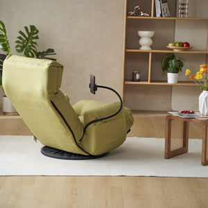 English Elm Adjustable green rotatable lounge chair with head/waist support, 360° swivel, spring seat, phone holder W244P172641