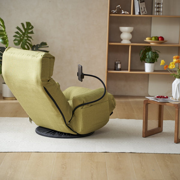 English Elm Adjustable green rotatable lounge chair with head/waist support, 360° swivel, spring seat, phone holder W244P172641