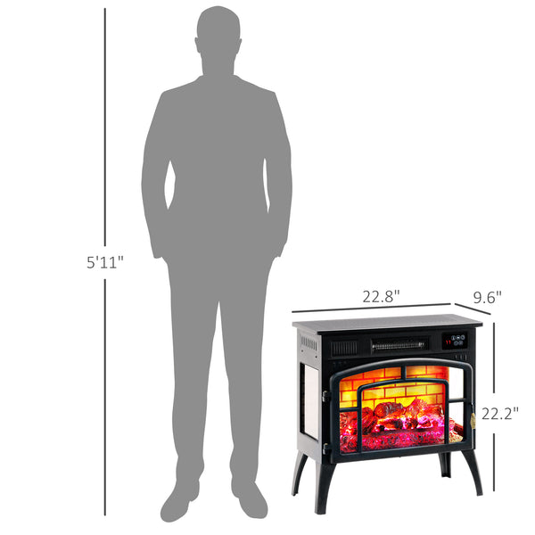 English Elm Homcom 22" Electric Fireplace Stove - Portable Infrared Heater With Realistic Flames & Safety Features W2225P249857