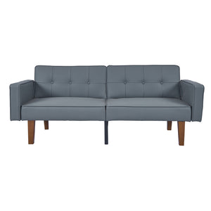 English Elm 2131pu-bk,bright Pu Leather Sofa with Low Profile Design and Industrial Accent Feet Gray W308P182966