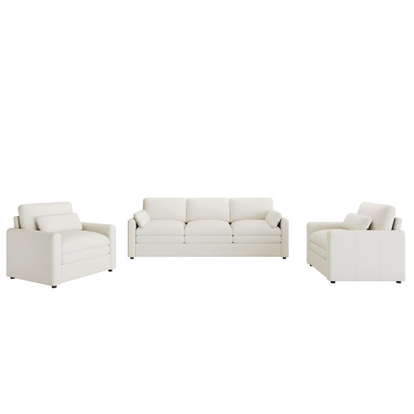 English Elm Cozy Upholstered Sofa Set - Oversized Chenille Cloud Couch With Double Cushion & Ergonomic Arms N719S001921A