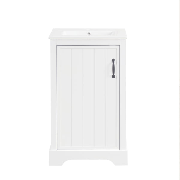 English Elm 20" Bathroom Vanity With Soft-Close Door, Ceramic Sink, Adjustable Shelves & Chic Storage Solutions N725P351852K