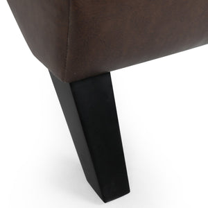 English Elm Christopher Knight Home® - FINLAY Curved PU Chaise Lounge with Birch Legs — Ergonomic Faux Leather Seat for Modern Comfort and Style Dark Brown 43.5 L x 26.5 W x 14.5 H 70507.00DBRN