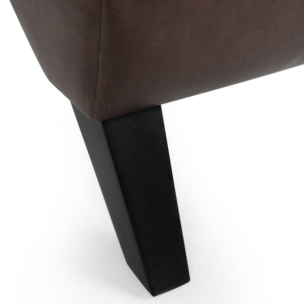 English Elm Christopher Knight Home® - FINLAY Curved PU Chaise Lounge with Birch Legs — Ergonomic Faux Leather Seat for Modern Comfort and Style Dark Brown 43.5 L x 26.5 W x 14.5 H 70507.00DBRN