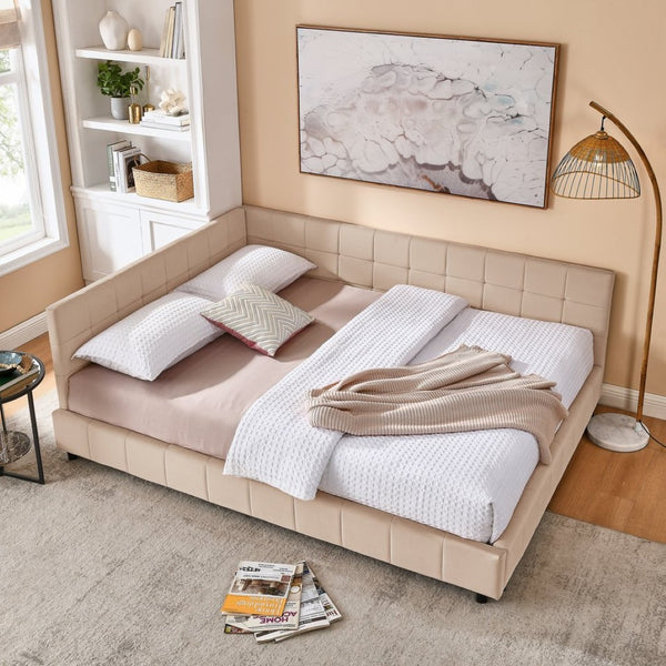 English Elm Queen Size Upholstered Tufted Sofa Bed Frame - Stylish Velvet Design With Armrests & Backrest Comfort W487S00287-GIGA