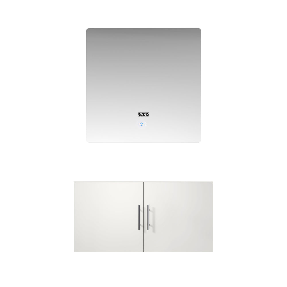 English Elm Glossy White Bath Vanity Set With 36 In. Led Mirror – Modern Design, Quick Installation & Storage B2731S00535