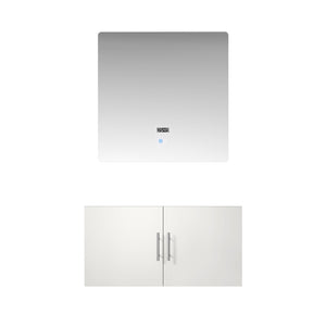 English Elm Glossy White Bath Vanity Set With 36 In. Led Mirror – Modern Design, Quick Installation & Storage B2731S00535