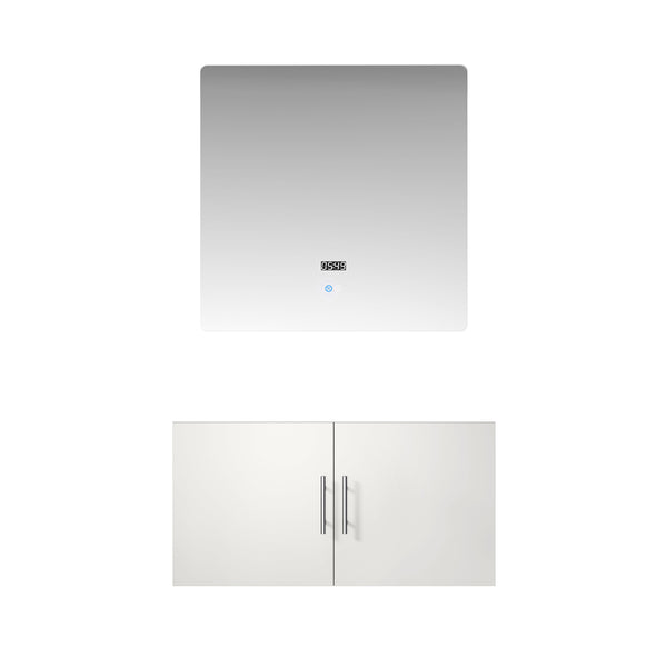 English Elm Glossy White Bath Vanity Set With 36 In. Led Mirror – Modern Design, Quick Installation & Storage B2731S00535