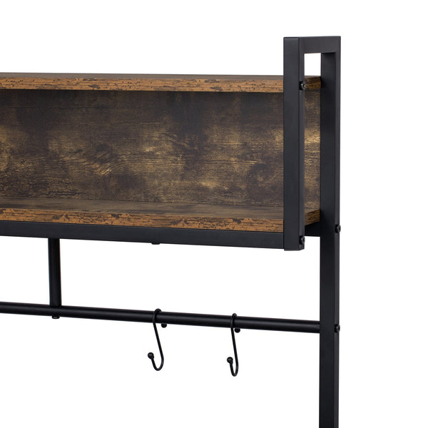 English Elm 2 IN 1 Rustic Dog Crate Side Cabinet Organizer with USB Outlets, Hooks & Sliding Kennel for Dogs N843P256449O