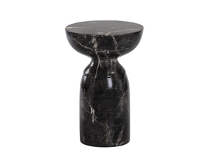Sunpan Goya End Table - Stylish Concrete Accent for Indoor and Outdoor Spaces, Unique Variations Included Marble Look / Black