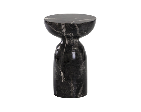 Sunpan Goya End Table - Stylish Concrete Accent for Indoor and Outdoor Spaces, Unique Variations Included Marble Look / Black
