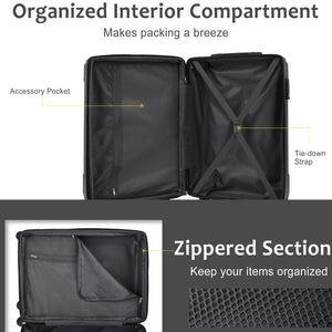 English Elm Hardshell Abs Checked Suitcase with 360 Spinner Wheels Expandable Tsa Lock 28 Inch Black N730P296747B