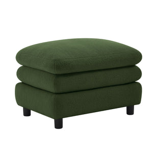 English Elm Vitoria Curved Modular Ottoman in Plush Teddy Fleece for Contemporary Living Rooms Green W5656P454372