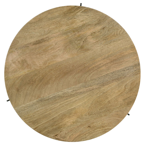 English Elm Mickelson Solid Mango Wood Round Coffee Table with Splayed Iron Legs for Living Rooms B062P451678
