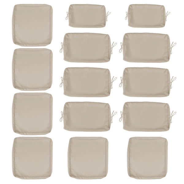 English Elm Cushion Covers 14Pc Set for 7-Piece Wicker Sectional Sofa Outdoor Slipcovers with Zippers Non-Slip Protection khaki W419P295490