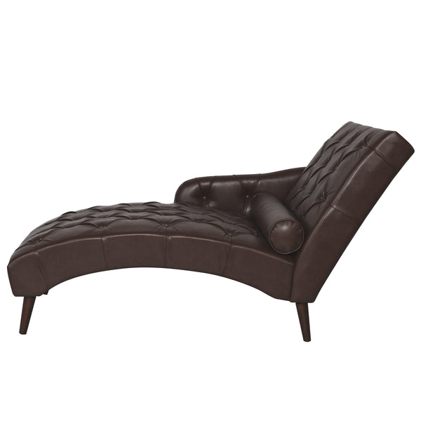 English Elm Chaise Lounge Chair Tufted Pu Leather Upholstered Accent Seat for Bedroom Living Room Dark Brown W680P415487