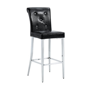 English Elm Modern Tempered Glass Pub Table Set Chrome X-base Stools for Kitchen or Home Bar W3875S00035