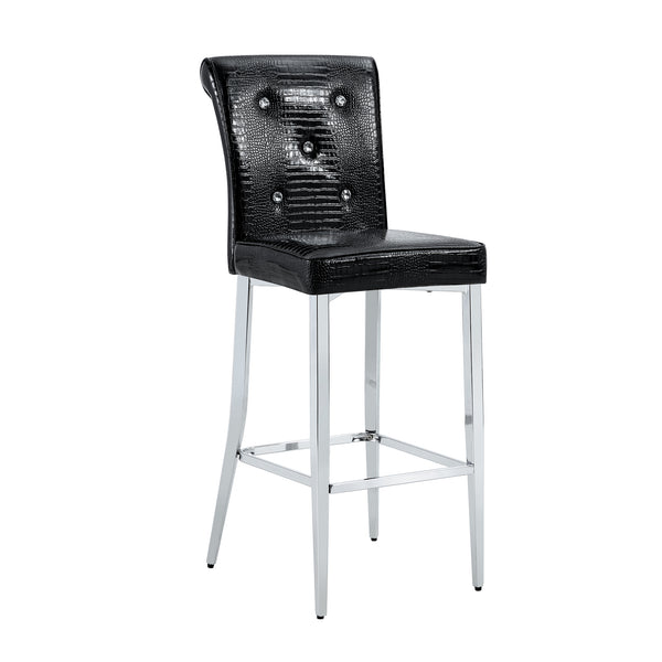 English Elm Modern Tempered Glass Pub Table Set Chrome X-base Stools for Kitchen or Home Bar W3875S00035