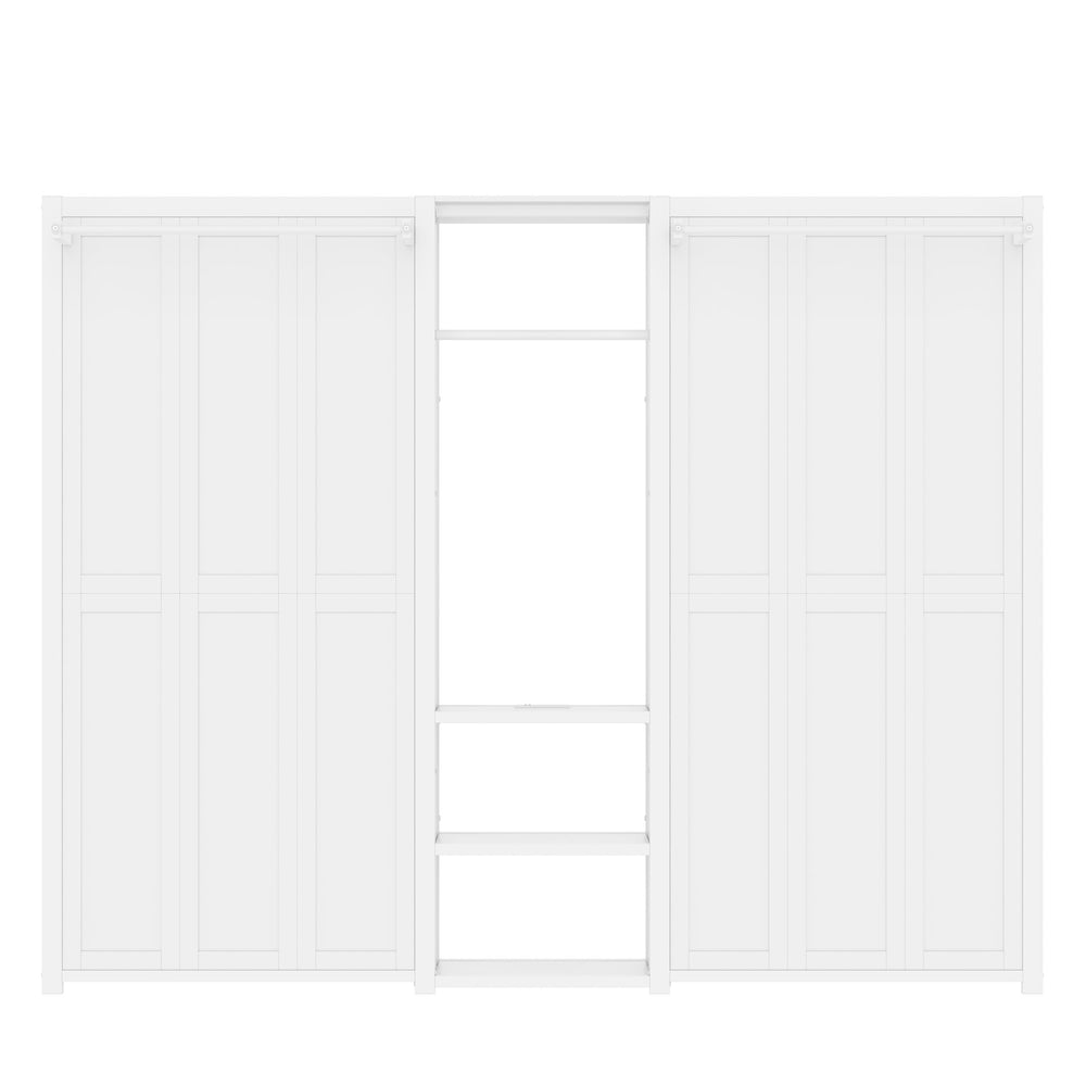 English Elm Twin Twin Murphy Bed with Metal Frame, Foldable 2-in-1 Space-Saving Design, Built-In Wardrobe, Shelves, Power Outlets and Durable Storage Solution White W1580S00287