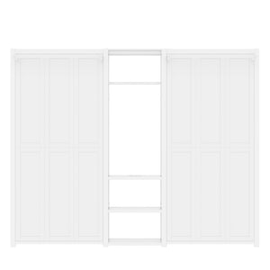 English Elm Twin Twin Murphy Bed with Metal Frame, Foldable 2-in-1 Space-Saving Design, Built-In Wardrobe, Shelves, Power Outlets and Durable Storage Solution White W1580S00287