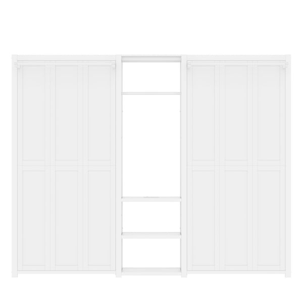 English Elm Twin Twin Murphy Bed with Metal Frame, Foldable 2-in-1 Space-Saving Design, Built-In Wardrobe, Shelves, Power Outlets and Durable Storage Solution White W1580S00287