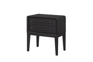 English Elm Small Nightstand with Elm Veneer Finish, Peppercorn Tone, Two Smooth-Glide Drawers for Teens & Guests Black 27 L x 20 W x 18 H B2699P401401