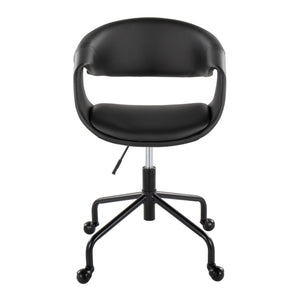 English Elm Task Chair with Chrome Five Star Base Grey Fabric Seat for Modern Home Office Use Black B202P474189