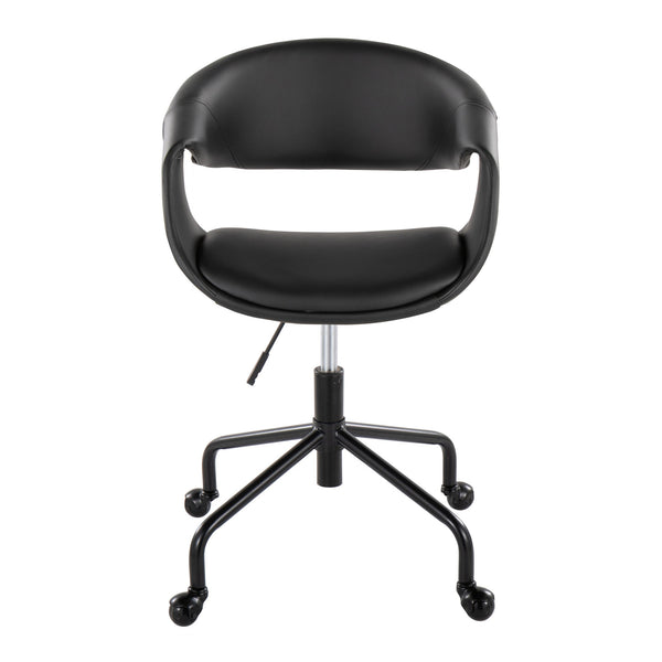 English Elm Task Chair with Chrome Five Star Base Grey Fabric Seat for Modern Home Office Use Black B202P474189