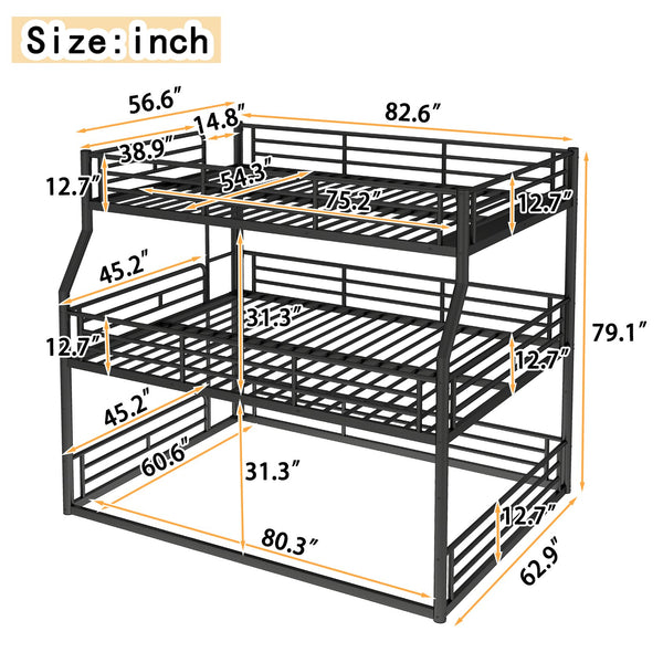 English Elm Twin Xl Solid Pine Loft Bed with Built-in Led Lighting and Storage Shelves Black W1580S00586