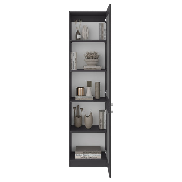 English Elm Butte Tall Two-tone Oak Bookcase with Concealed Doors and Open Shelves for Home Office B097P480472