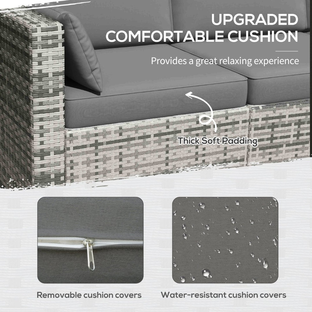 English Elm Outsunny Wicker Patio Sofa - 3-Seat Pe Rattan Couch With Deep Cushions & Durable Steel Frame, Gray W2225P174002-GIGA