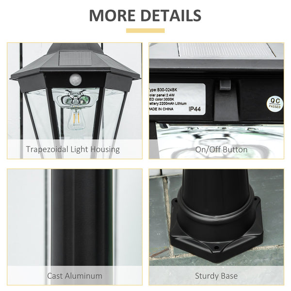 English Elm Outsunny Solar Vintage Lamp Post Waterproof Aluminum Pathway Garden Light 8 Ft W2225P174554