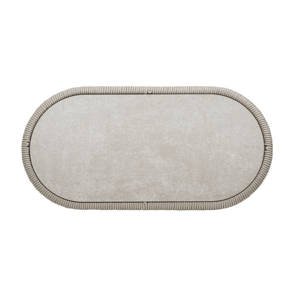 English Elm Jennifer Taylor Home - Everly 43.5" Oval Woven Patio Coffee Table in Light Beige Olefin — Reversible Glass/Stone Top, UV-Proof Rope B2719P318947