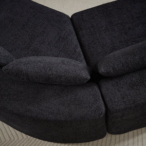 English Elm Modular Chenille Sectional Sofa with Curved Footstools and Cloud Foam Cushioning Black W3505S00057