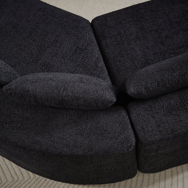 English Elm Modular Chenille Sectional Sofa with Curved Footstools and Cloud Foam Cushioning Black W3505S00057