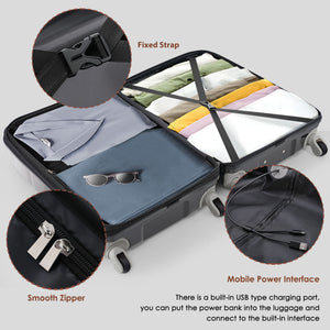 English Elm Luggage 3 Piece Hard Shell Set with Spinner Wheels Usb Port and Scratch Resistant Build N726P264892B