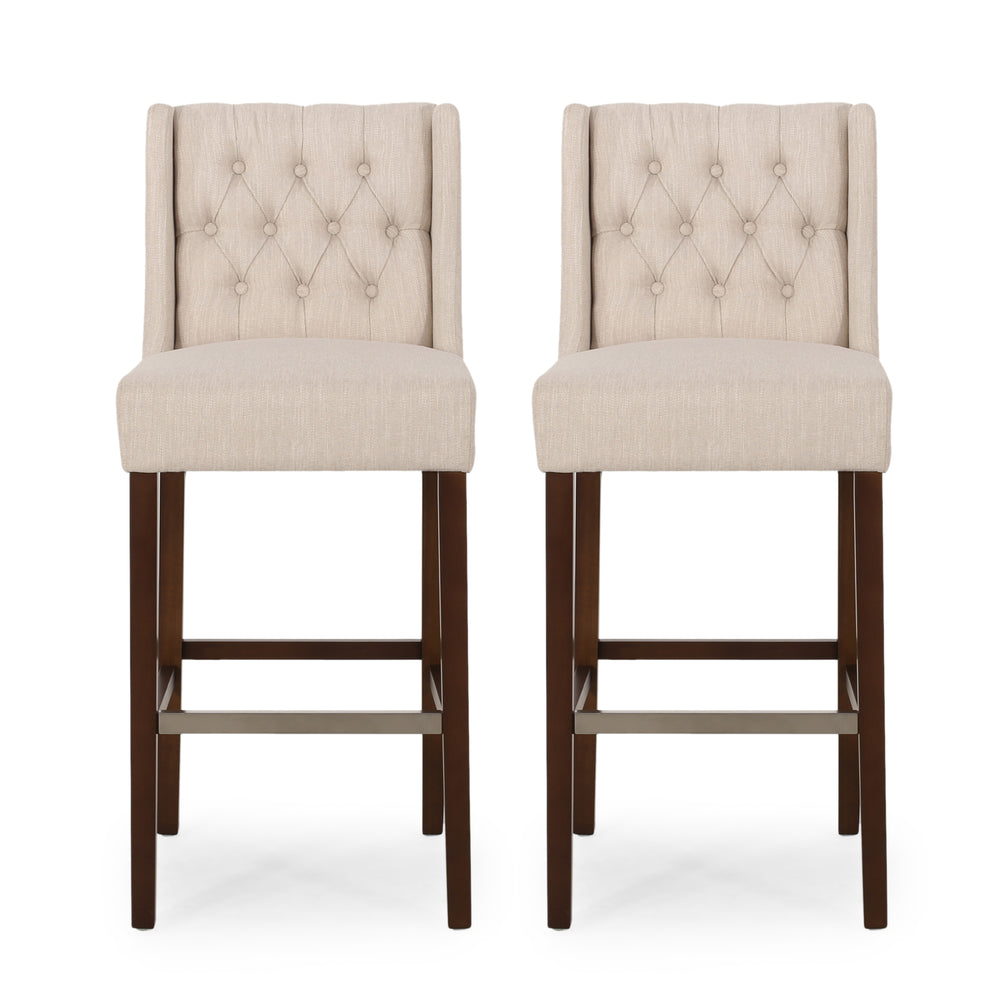 English Elm 30.5 Inch Tufted Pu Upholstered Bar Stool with Metal Footrest for Kitchen Island N780P366612B