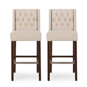 English Elm 30.5 Inch Tufted Pu Upholstered Bar Stool with Metal Footrest for Kitchen Island N780P366612B