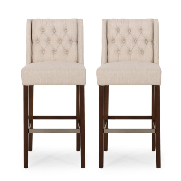 English Elm 30.5 Inch Tufted Pu Upholstered Bar Stool with Metal Footrest for Kitchen Island N780P366612B