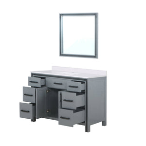 English Elm Dark Grey Bath Vanity 48" W With Cultured Marble Top, Soft-Close Drawers & Matching 34" Mirror B2731S00812