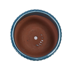 English Elm 3 Pieces Ceramic Flowerpot Set – Handcrafted Antique Blue Planters For Garden, Patio & Home Décor W3273P321474