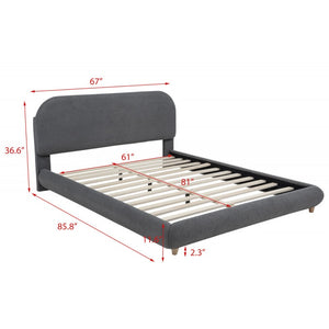 English Elm Contemporary Plush Upholstered Two-Tone Platform Twin Bed with Padded Headboard and Footboard, Sturdy Modern Frame Gray 85.5 L x 12.5 W x 7.5 H B011S01860