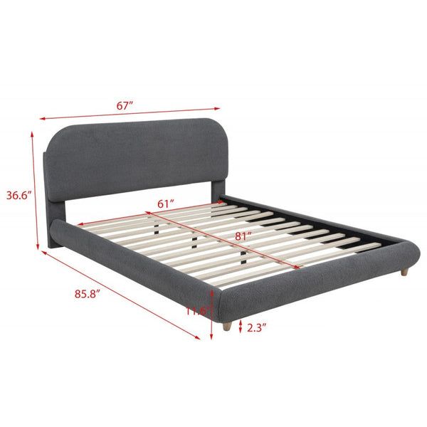 English Elm Contemporary Plush Upholstered Two-Tone Platform Twin Bed with Padded Headboard and Footboard, Sturdy Modern Frame Gray 85.5 L x 12.5 W x 7.5 H B011S01860