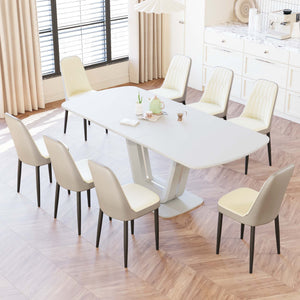 English Elm 62.99-78.74" Expandable Dining Table Set For 2-8 With 8 Padded Chairs - Modern Design & Comfort! W2189S00722