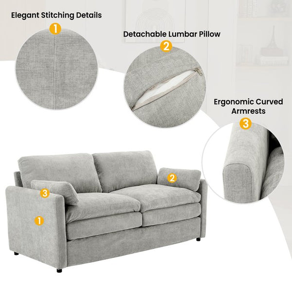 English Elm Cozy Oversized Chenille Sofa Set With Plush Double Cushions For Ultimate Comfort In Light Grey N719S001920R