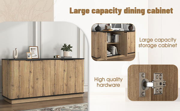 English Elm Multi-Functional Mdf Sideboard - Stylish Storage For Tvs & Tableware, Compact Design, Easy Assembly W3226P279083