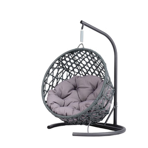 English Elm Cat Swing Bed - Cozy Indoor Egg Chair With Soft Cushion & Rattan Design For Cats & Small Pets, Gray W2500P283882